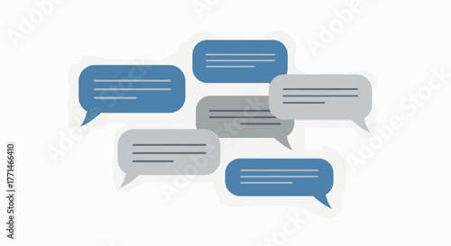 Vector illustration of a group of overlapping speech bubbles representing conversation, online chat, and social media communication