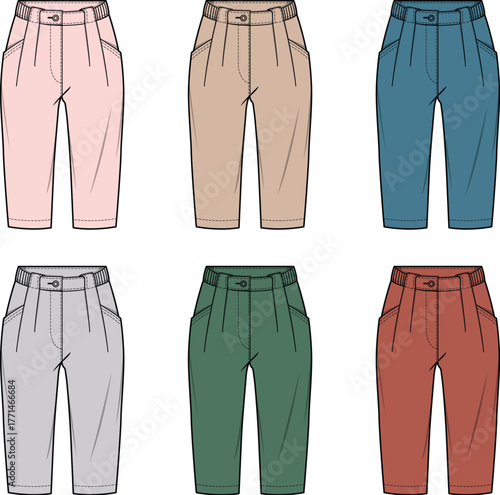 Fashionable Capri Pants Vector Set for Style Guides and Design Inspiration