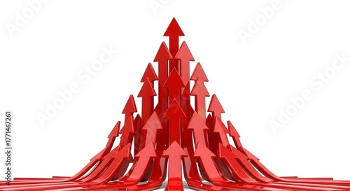 Red Christmas tree with ribbons and bows for holiday celebration