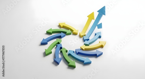 Abstract 3D Business Growth Arrows Illustration