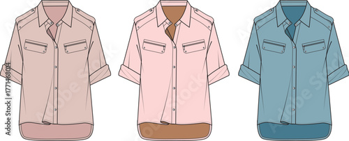 Elegant Shirts Collection Stylish Pastel Colors for Fashion and Apparel Design Projects