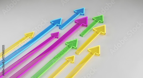 Colorful 3D Arrows Pointing Upward Representing Growth and Success