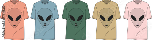 Alien Head T-Shirts Colorful Graphic Tees for Extraterrestrial Fashion