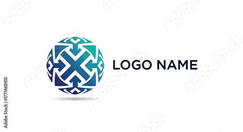 Global Network Arrow Logo for Business Expansion and Connectivity