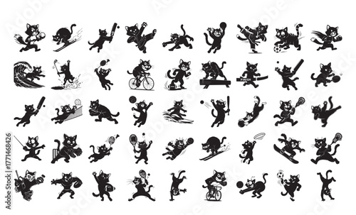 Cats in Action Dynamic Poses and Silhouettes