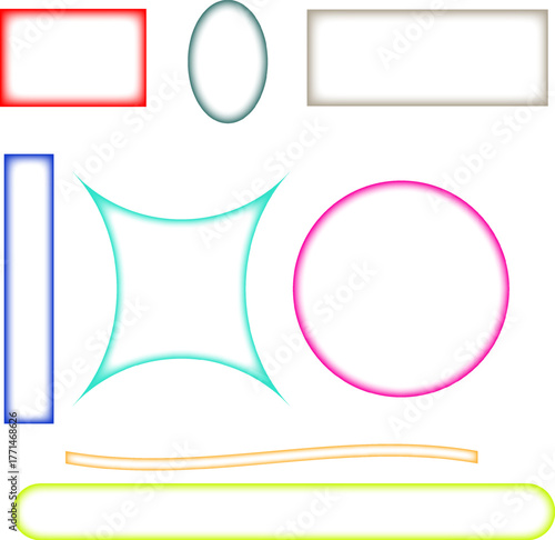 Gradient Geometric Shape Pack Vector Abstract Design Colorful Outlined Elements Set.