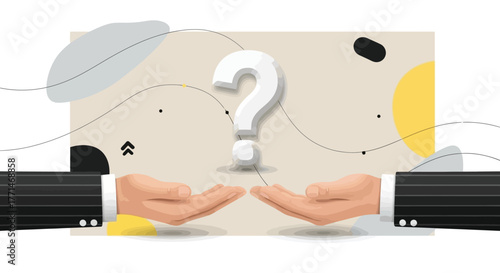 Question Mark Icon with Hands Conceptual Problem Solving Illustration