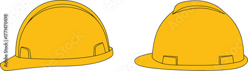 Safety First Minimalist Yellow Hard Hats for Construction and Workplace Safety
