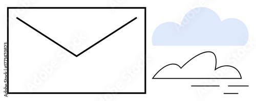 Envelope next to a cloud conveying the concept of email, cloud storage, and digital communication. Ideal for online messaging, file sharing, technology, connectivity, cloud computing, virtual