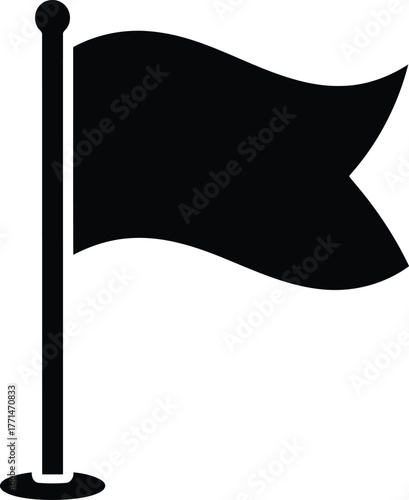 Pennant Icon Symbol Sign Design Element Flagpole Banner Waving Graphic Design Standard Mark Logo Symbol Competition Championship Marking Position