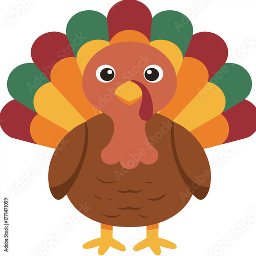 a cartoon turkey with colorful feathers