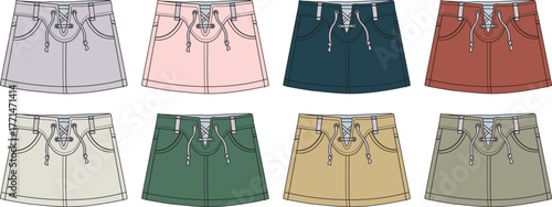 Fashionable Skirt Designs A Collection of Colorful Mini Skirts in Various Styles and Shades for Clothing