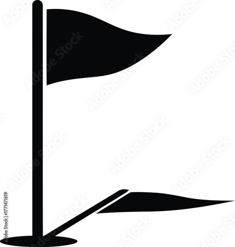 Pennant Icon Symbol Sign Design Element Flagpole Banner Waving Graphic Design Standard Mark Logo Symbol Competition Championship Marking Position