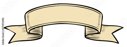 Antique Parchment Ribbon Banner Hand Drawn Illustration Design Element