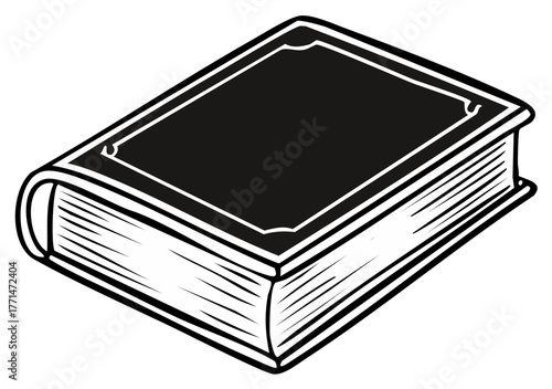 Classic hardcover book illustration isolated on white, symbolizing knowledge and literature.
