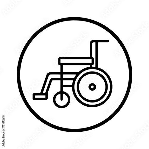 A flat icon symbolizing wheelchair or handicapped access for use on websites and in print