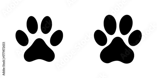 A dog or cat paw print icon in a flat design suitable for animal apps and websites