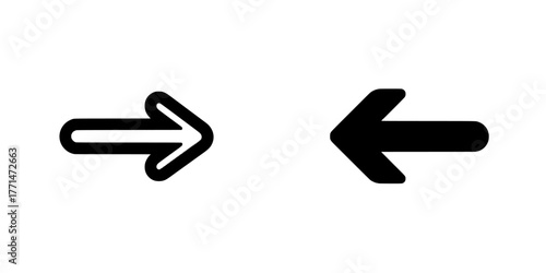 A black arrow icon set against a white background, rendered in a flat style, suitable for incorporation into website design, logos, apps, and user interfaces, serving as a directional indicator