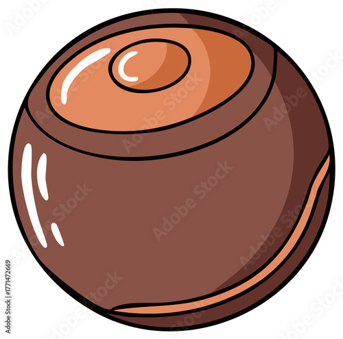 Delicious round chocolate truffle candy illustration with swirl detail