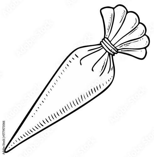 Hand Drawn Icing Bag Sketch for Decorating Cakes and Pastries