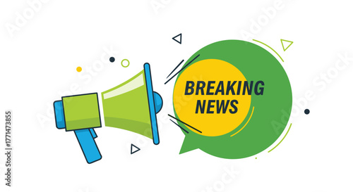 Breaking news announcement with megaphone for urgent updates and important information, ideal for public announcements and crisis communication