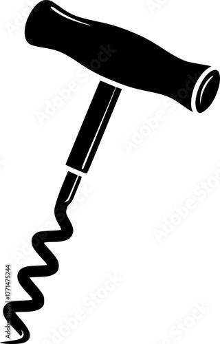a corkscrew in black color, isolated on white background, simple, vector illustration

