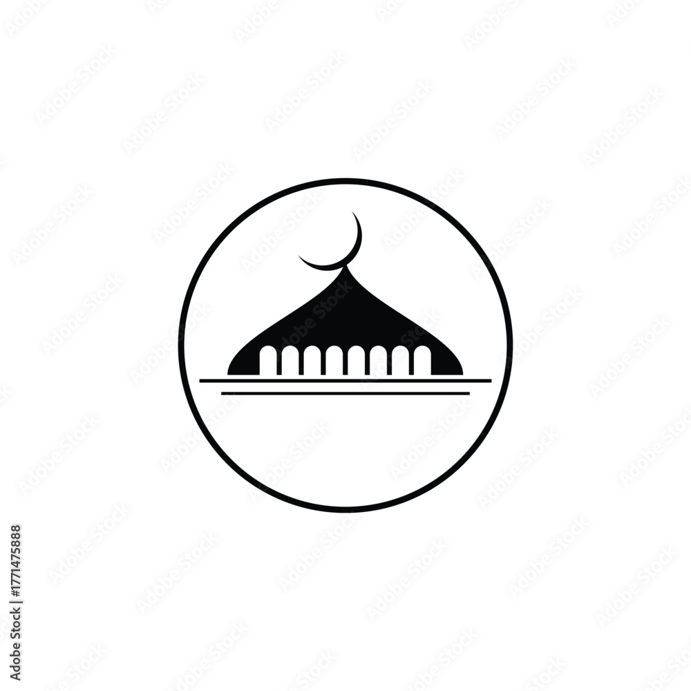 Obraz premium Mosque icon design vector template for banner ,poster ,social media post,T shirt and app logo.