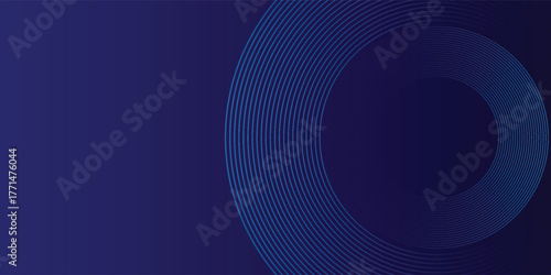 Abstract glowing geometric lines on dark background. Elegant shiny blue rounded lines pattern. Modern futuristic graphic. Suit for poster, banner, brochure, eps10