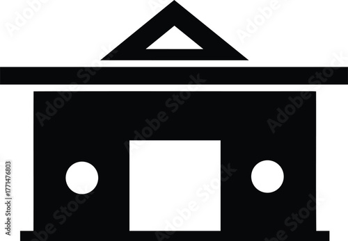 Minimalist School Building Icon Vector Illustration Education Structure Design Simple Exterior Facade Line Art Style Black Silhouette