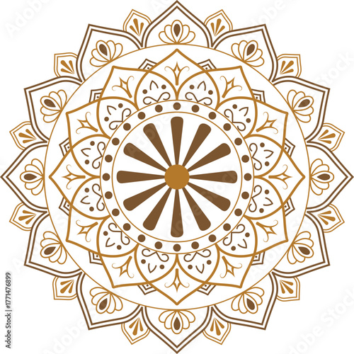 Elegant Brown and Gold Toned Mandala Vector Ornament for islamic design and animation video 