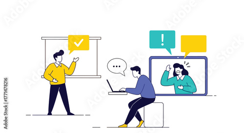 Remote Team Collaboration Online Meeting and Presentation Illustration