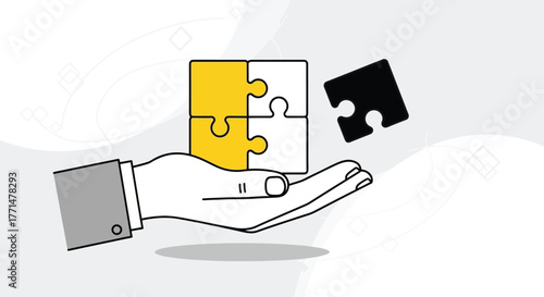 Connecting the Dots A Hand Presenting Puzzle Pieces for Business Solution