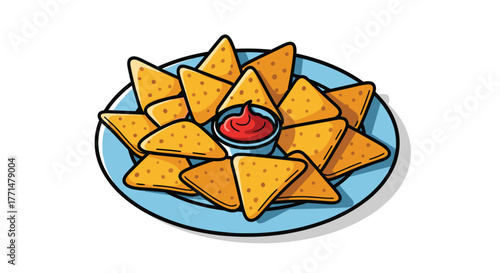 Crispy nachos with spicy dip for a delicious snack, perfect for game night or a quick appetizer with friends and family at home