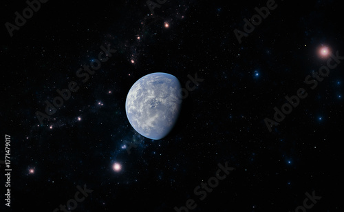 Cosmic view of the blue planet in outer space.