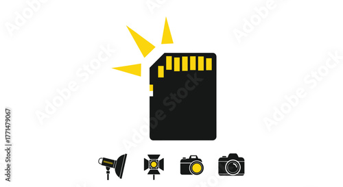 Dynamic SD Card with Photography Gear Visuals for Stunning Memory Storage Solutions and Professional Photography Equipment Needs