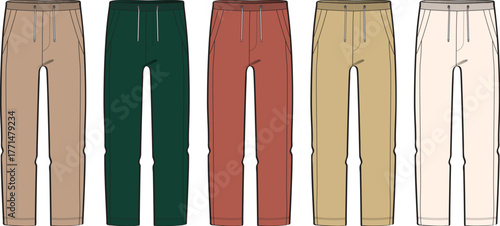 Assortment of Stylish Sweatpants in Various Colors for Fashion and Apparel Design Projects