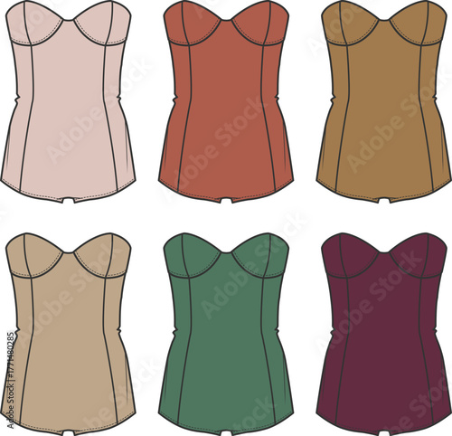 Swimsuit Silhouettes Vintage Style Bodysuits in Multiple Colors