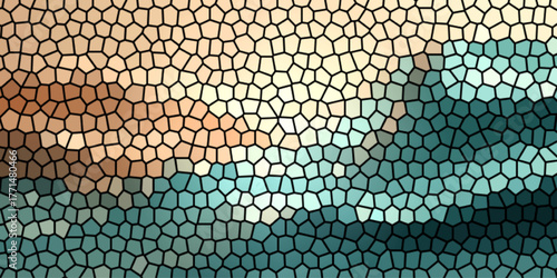 A seamless green snake skin texture pattern with a metallic grid design background illustration