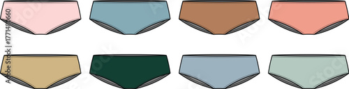 A vibrant collection of eight pairs of comfortable women's briefs in various soft pastel and muted solid colors, perfect for everyday intimate wear and fashion versatility