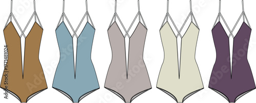 Diverse Collection of One-Piece Swimsuits in Various Color Palettes