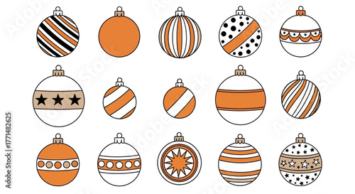 Festive Orange and White Christmas Ornaments Collection