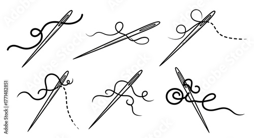 Crafting Essentials Needle and Thread in Detailed Illustrations for Sewing Projects