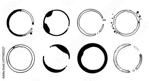 Circular Stain Collection Abstract Rings and Coffee Cup Marks