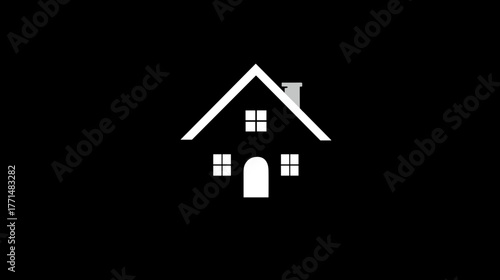 Simple White Home Icon Representing Modern Minimalistic House Structure Design