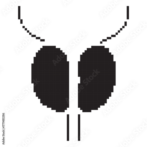 prostatitis pixel icon, 8-bit. Vector illustration on a white background.