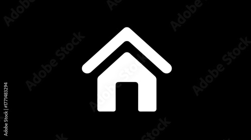 Simple White Home Icon Representing Modern Minimalistic House Structure Design