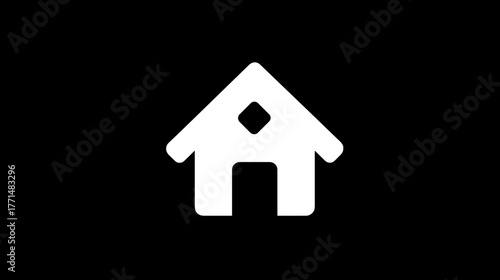 Simple White Home Icon Representing Modern Minimalistic House Structure Design