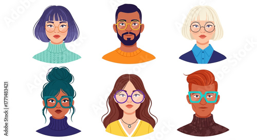 Diverse Portraits A Collection of People with Glasses in Various Styles and Appearance