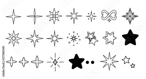 Collection of Star Icons Various Shapes and Styles for Design and Decoration