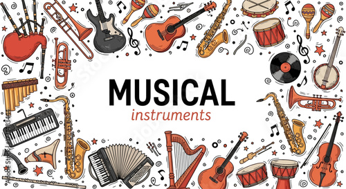 Diverse Collection of Musical Instruments A Colorful and Engaging Illustration